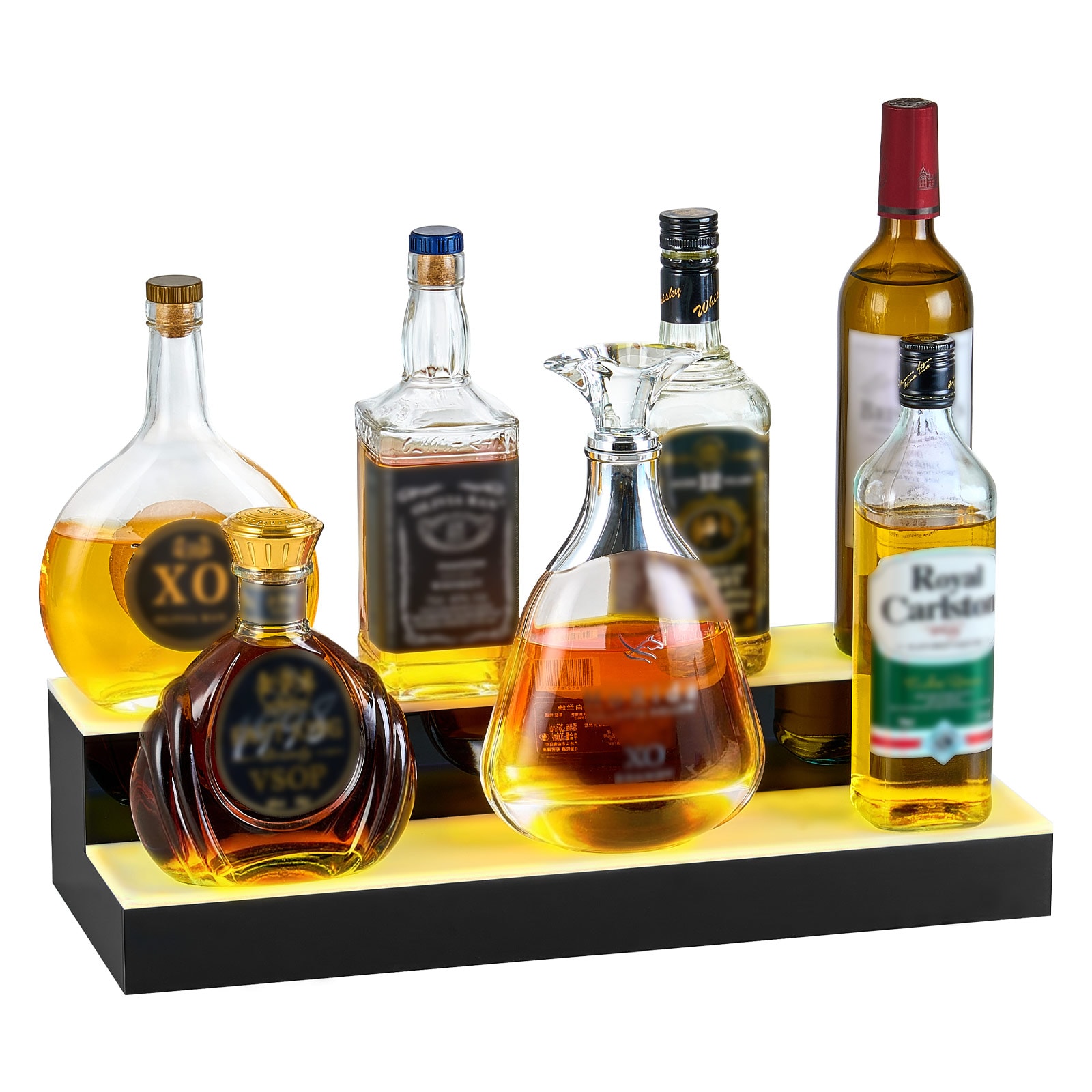 Led Liquor Bottle Display Stand 2 Tier Illuminated Whiskey Shelf_voghion.com